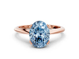 Rose gold Fancy Blue Oval Cut Solitaire Diamond Ring with Six-Prong Setting and Classic Band_12