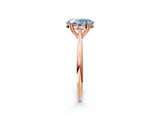 Rose gold Fancy Blue Oval Cut Solitaire Diamond Ring with Six-Prong Setting and Classic Band_14