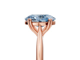Rose gold Fancy Blue Oval Cut Solitaire Diamond Ring with Six-Prong Setting and Classic Band_17