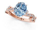 Rose gold Fancy Blue Oval  Cut Solitaire Diamond Twisted Band with Pave Setting_47