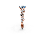Rose gold Fancy Blue Oval  Cut Solitaire Diamond Twisted Band with Pave Setting_48