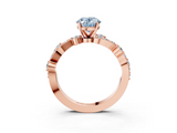 Rose gold Fancy Blue Oval  Cut Solitaire Diamond Twisted Band with Pave Setting_49