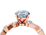 Rose gold Fancy Blue Oval  Cut Solitaire Diamond Twisted Band with Pave Setting_50
