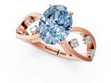 Rose gold Fancy Blue Oval  Cut Solitaire Diamond with Side Stones on Criss-Cross Band and Four-Prong Setting_4