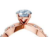 Rose gold Fancy Blue Oval  Cut Solitaire Diamond with Side Stones on Criss-Cross Band and Four-Prong Setting_7