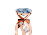Rose gold Fancy Blue Oval  Cut Solitaire Diamond with Side Stones on Criss-Cross Band and Four-Prong Setting_8