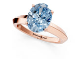 Rose gold Fancy Blue Oval  Cut Solitaire Engagement Ring with Flat Band and Four-Prong Setting 2