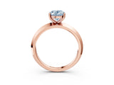 Rose gold Fancy Blue Oval  Cut Solitaire Engagement Ring with Flat Band and Four-Prong Setting 4