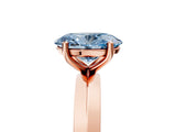 Rose gold Fancy Blue Oval  Cut Solitaire Engagement Ring with Flat Band and Four-Prong Setting