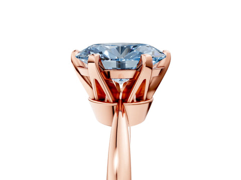 Rose gold Fancy Blue Oval Cut Solitaire Engagement Ring with Six-Prong Setting and Tapered Band_5