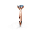 Rose gold Fancy Blue Oval  Cut Solitaire Engagement Ring with Tapered Band and Four-Prong Setting 2