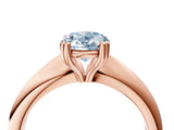 Rose gold Fancy Blue Oval  Cut Solitaire Engagement Ring with Tapered Band and Four-Prong Setting 4