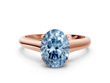 Rose gold Fancy Blue Oval Cut Solitaire Engagement Ring with Tapered Band and Four-Prong Setting_3