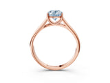 Rose gold Fancy Blue Oval Cut Solitaire Engagement Ring with Tapered Band and Four-Prong Setting_6