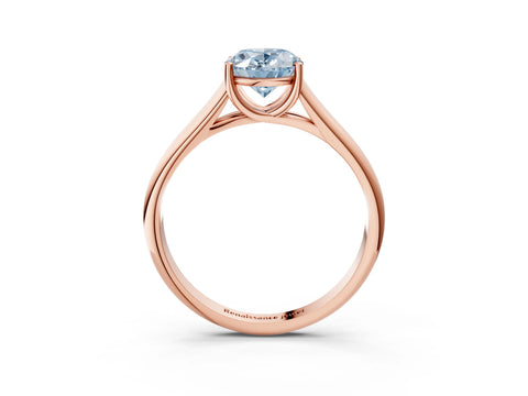Rose gold Fancy Blue Oval Cut Solitaire Engagement Ring with Tapered Band and Four-Prong Setting_6
