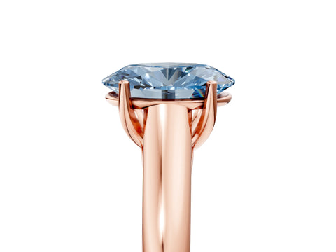 Rose gold Fancy Blue Oval Cut Solitaire Engagement Ring with Tapered Band and Four-Prong Setting_8