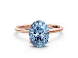 Rose gold Fancy Blue Oval  Cut Solitaire Engagement Ring with Thin Band and Four-Prong Setting_3