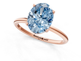 Rose gold Fancy Blue Oval  Cut Solitaire Engagement Ring with Thin Band and Four-Prong Setting_4