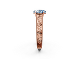 Rose gold Fancy Blue Oval  Cut Solitaire Engraved Band with Four-Prong Setting_78