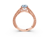 Rose gold Fancy Blue Oval  Cut Solitaire Engraved Band with Four-Prong Setting_79