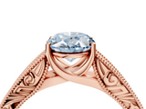 Rose gold Fancy Blue Oval  Cut Solitaire Engraved Band with Four-Prong Setting_80