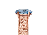 Rose gold Fancy Blue Oval  Cut Solitaire Engraved Band with Four-Prong Setting_81