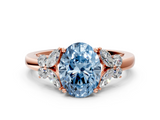 Rose gold Fancy Blue Oval  Cut Solitaire Floral Diamond Ring with Four-Prong Setting_37