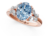 Rose gold Fancy Blue Oval  Cut Solitaire Floral Diamond Ring with Four-Prong Setting_38