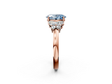 Rose gold Fancy Blue Oval  Cut Solitaire Floral Diamond Ring with Four-Prong Setting_39