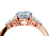 Rose gold Fancy Blue Oval  Cut Solitaire Floral Diamond Ring with Four-Prong Setting_41
