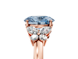 Rose gold Fancy Blue Oval  Cut Solitaire Floral Diamond Ring with Four-Prong Setting_42