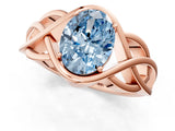 Rose gold Fancy Blue Oval Cut Solitaire Intertwined Band Prong Setting Ring_1