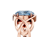 Rose gold Fancy Blue Oval Cut Solitaire Intertwined Band Prong Setting Ring_5