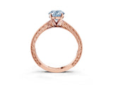 Rose gold Fancy Blue Oval Cut Solitaire Milgrain Engraved Band with Four-Prong Setting_3