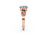 Rose gold Fancy Blue Oval Cut Solitaire Milgrain Leaf Band with Prong Setting_2