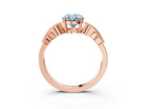 Rose gold Fancy Blue Oval Cut Solitaire Milgrain Leaf Band with Prong Setting_3