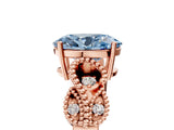 Rose gold Fancy Blue Oval Cut Solitaire Milgrain Leaf Band with Prong Setting_5