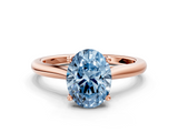 Rose gold Fancy Blue Oval  Cut Solitaire Ring with Cathedral Band and Four-Prong Setting_88
