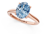 Rose gold Fancy Blue Oval  Cut Solitaire Ring with Cathedral Band and Four-Prong Setting_89