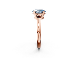 Rose gold Fancy Blue Oval  Cut Solitaire Ring with Four-Prong Setting and Classic Band_47
