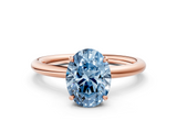 Rose gold Fancy Blue Oval  Cut Solitaire Ring with Thin Band and Four-Prong Setting_12