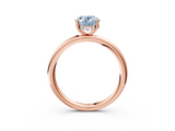 Rose gold Fancy Blue Oval  Cut Solitaire Ring with Thin Band and Four-Prong Setting_15