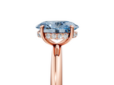 Rose gold Fancy Blue Oval  Cut Solitaire Ring with Thin Band and Four-Prong Setting_17