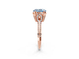 Rose gold Fancy Blue Oval Cut Solitaire Split Shank Pave Diamond Engagement Ring with Four-Prong Setting_2
