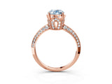 Rose gold Fancy Blue Oval Cut Solitaire Split Shank Pave Diamond Engagement Ring with Four-Prong Setting_3