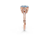 Rose gold Fancy Blue Oval Cut Solitaire Split Shank Pave Diamond Engagement Ring with Four-Prong Setting_38
