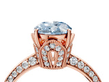 Rose gold Fancy Blue Oval Cut Solitaire Split Shank Pave Diamond Engagement Ring with Four-Prong Setting_4
