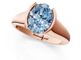 Rose gold Fancy Blue Oval Cut Solitaire Tension Set Diamond Ring with Split Shank Band_1