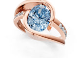 Rose gold Fancy Blue Oval Cut Solitaire Tension-Set Diamond Split Shank Ring_1