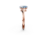 Rose gold Fancy Blue Oval  Cut Solitaire Twist Band Ring with Four-Prong Setting_22